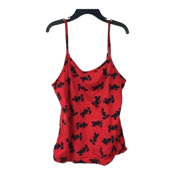 Disney Mickey Mouse 2pc Cami PJs Pajama Set Red Black Silhouette Loungewear - Picture 2 of 12